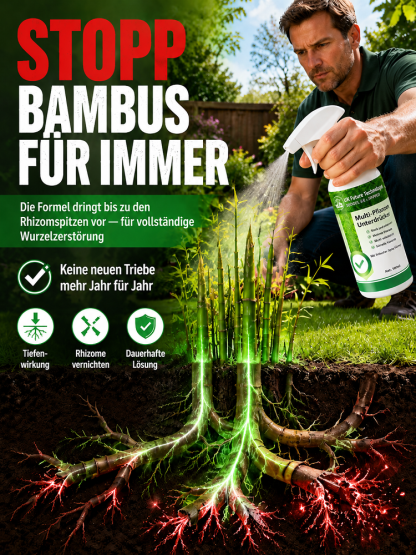 Hartnäckiges Unkraut und Bambus werden mit einem Sprühstoß beseitigt