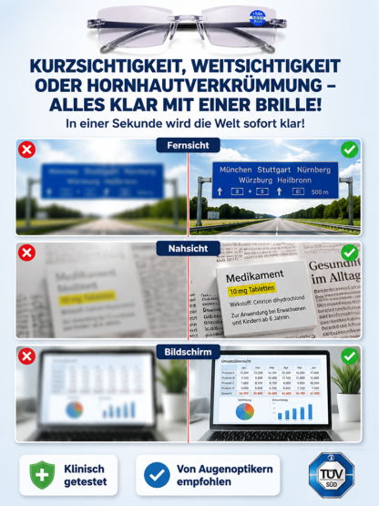 💥💥【1+1 gratis】50 Jahren Garantie, Smart Zoom Blaulichtschutz HD-Lesebrille