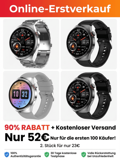⌚✅【Nur 80% Rabatt】Gesundheits Smartwatch mit Stahlband