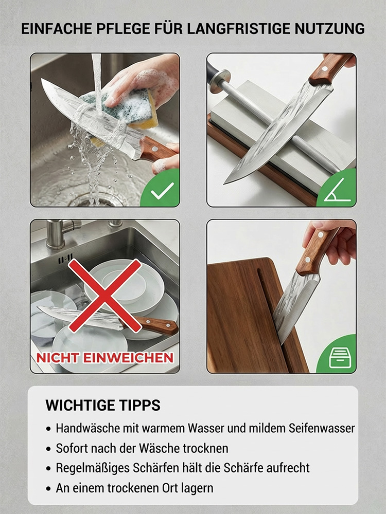 ThyssenKrupp Profi-Messer – 60x Geschmiedet, Walnuss-Griff &Nano-Laser-Schliff