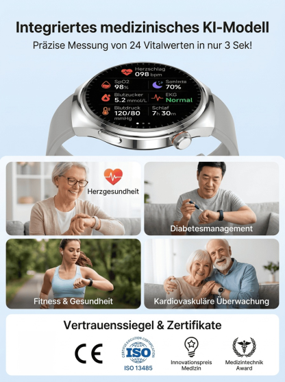 ⌚✅【Nur 80% Rabatt】Gesundheits Smartwatch mit Stahlband