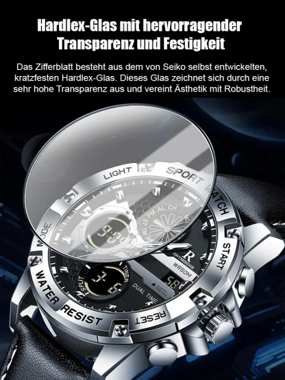 Herren-Quarzuhr mit Nachtlicht und Doppeldisplay