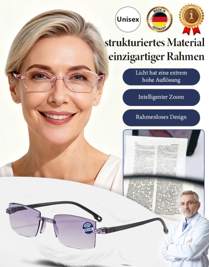 Unisex randlose Lesebrille mit Blaulichtfilter