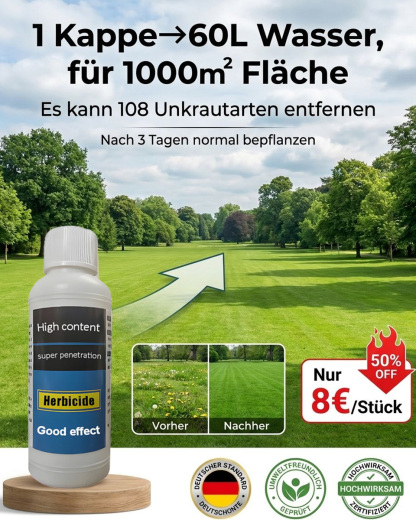 🏆✅【100% Glyphosatfre】Ultimatives Profi-Unkrautvernichter-Konzentrat: Sichtbar in 3 Stunden. Vernichtet 108 Unkrautarten & 8x schneller als andere！