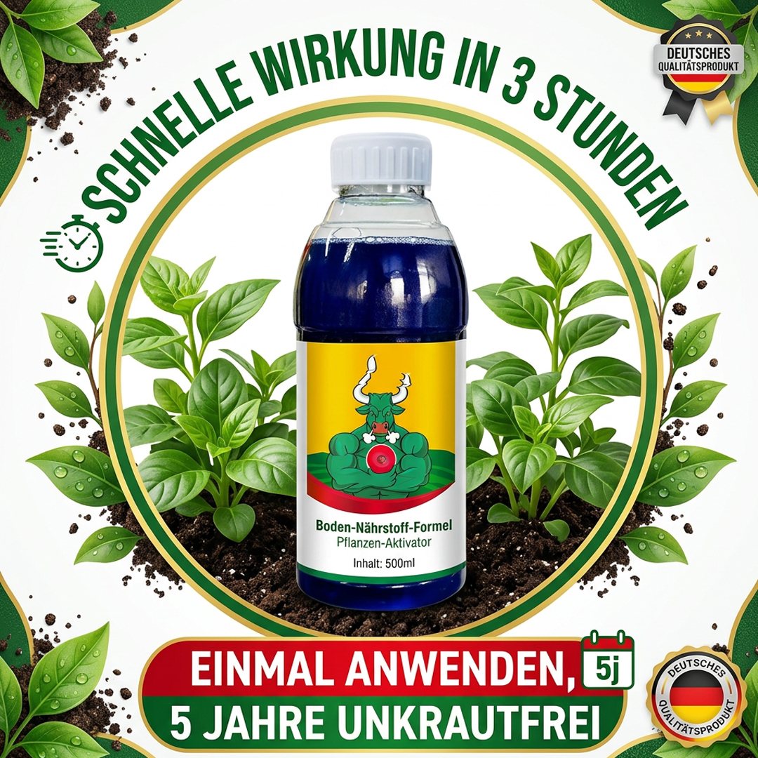 Gründliches Unkrautentfernen, schadet dem Boden nicht, eine Flasche reicht für 3-5 Morgen Land.