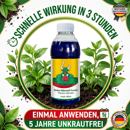 Gründliches Unkrautentfernen, schadet dem Boden nicht, eine Flasche reicht für 3-5 Morgen Land.
