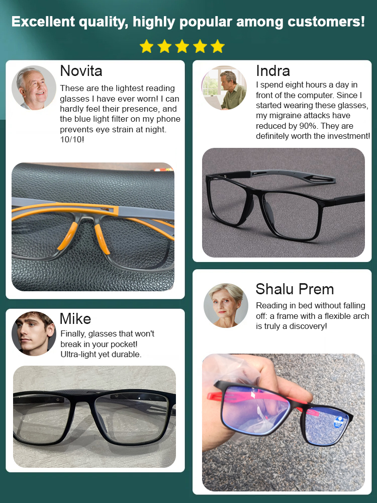 Ultraleichte, bequeme Lesebrille mit Blaulichtfilter