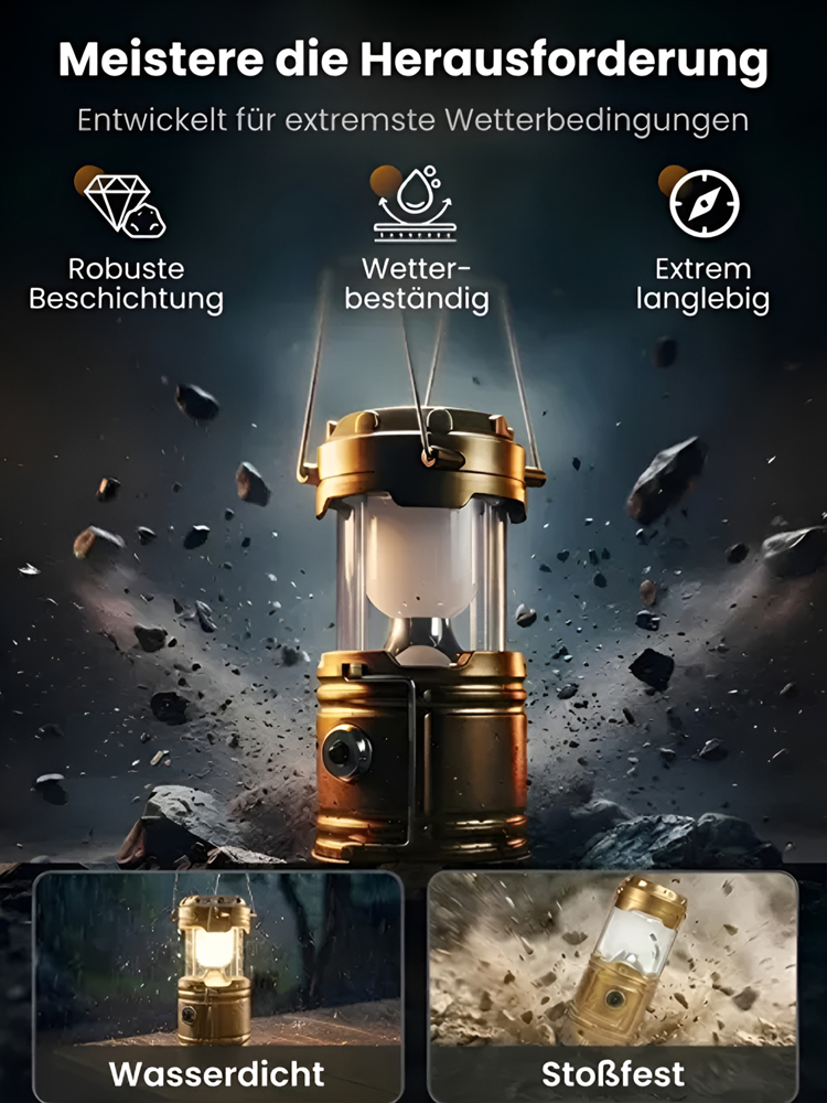 ⛺✅Wasserdichte multifunktionale Solarleuchte, Einmal laden, 30 Tage nutzen, Zieht eine Fläche von 200m² an!