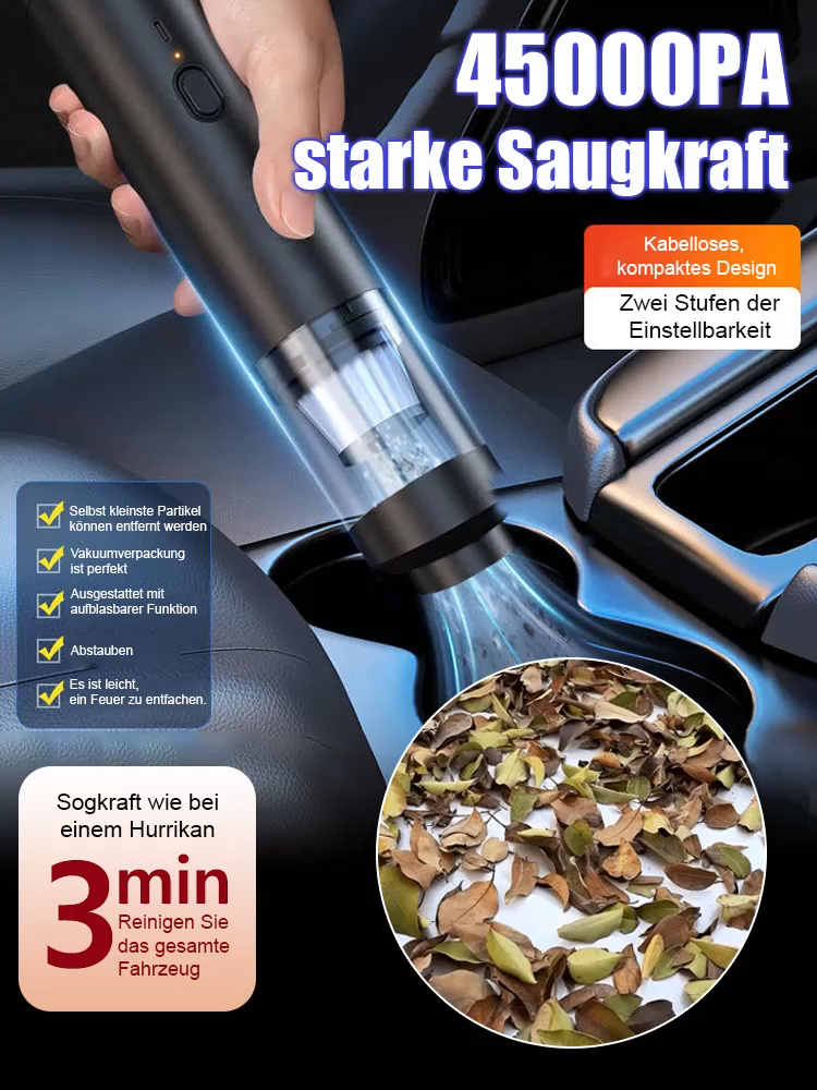 Kabelloser Mini-Autostaubsauger [Saug- und Blasfunktion]