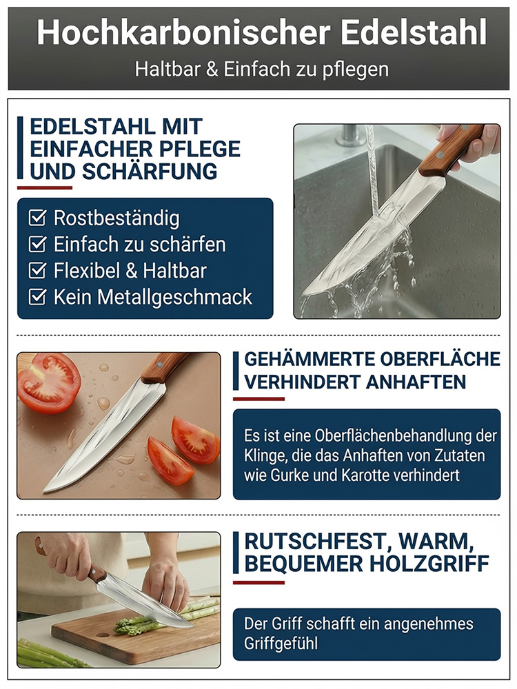 ThyssenKrupp Profi-Messer – 60x Geschmiedet, Walnuss-Griff &Nano-Laser-Schliff