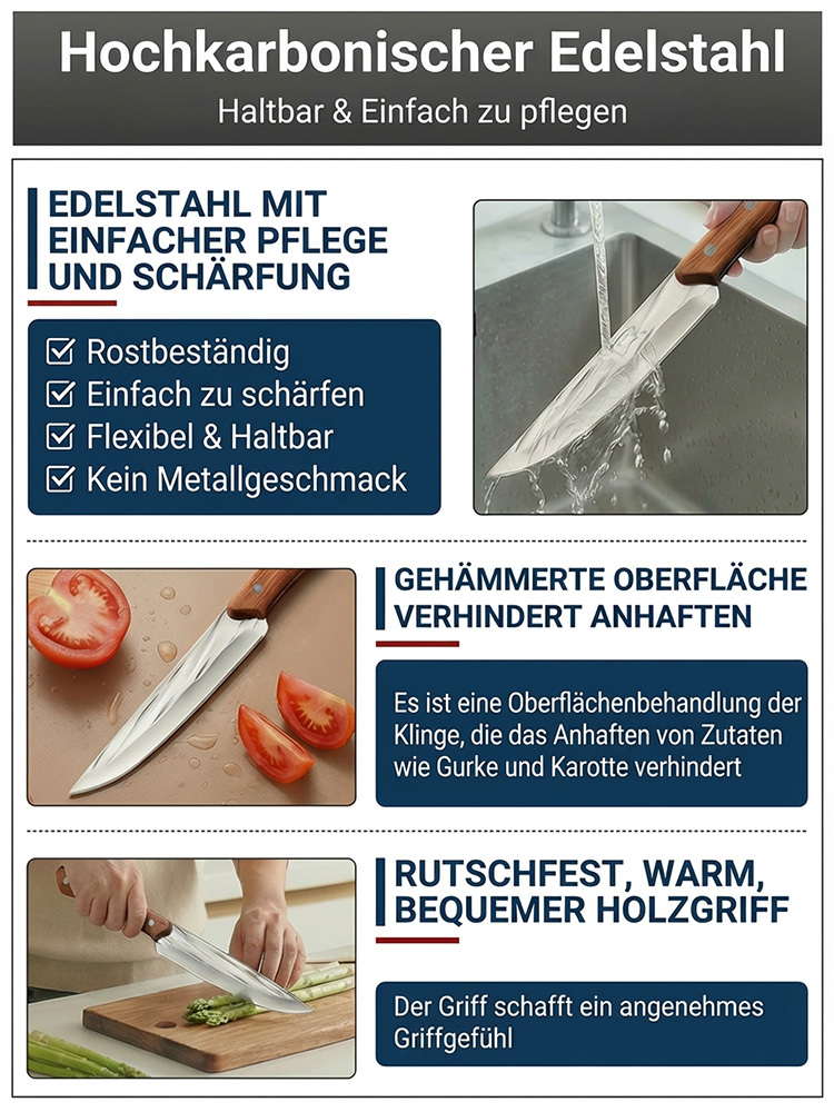 ThyssenKrupp Profi-Messer – 60x Geschmiedet, Walnuss-Griff &Nano-Laser-Schliff