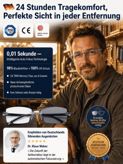 💥💥【1+1 gratis】50 Jahren Garantie, Smart Zoom Blaulichtschutz HD-Lesebrille