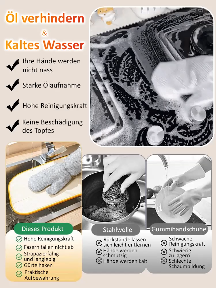 Geschirrspülhandschuhe aus verdicktem Silberdraht