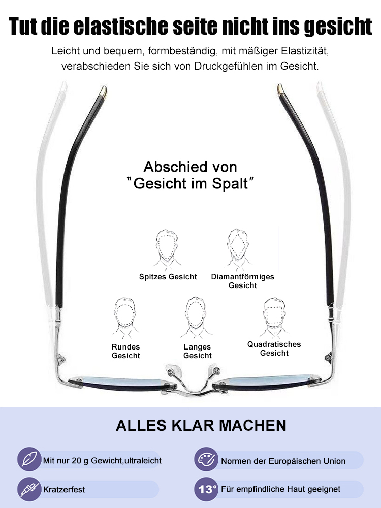 Blaulichtfilter Anti-Ermüdung ultraleichte Großrahmen-Zoom-Lesebrille