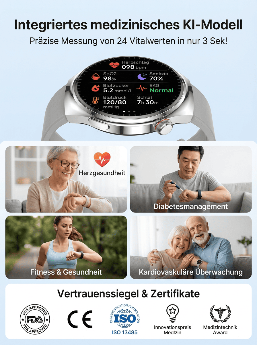⌚✅【Nur 90% Rabatt】Gesundheits Smartwatch mit Stahlband