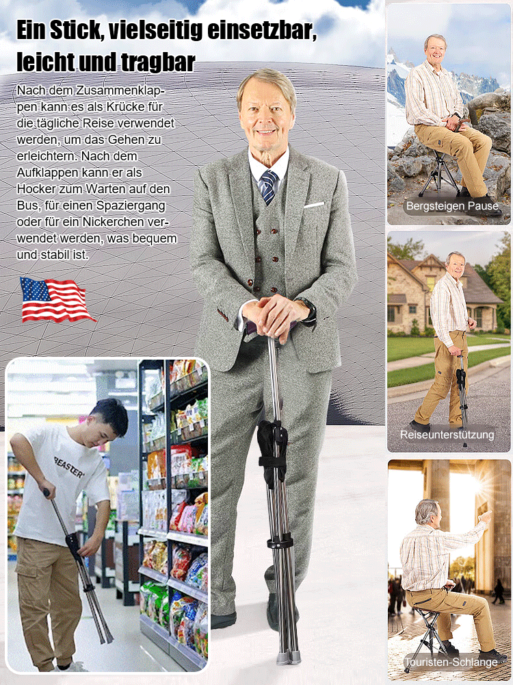 🆕✅Klappbarer Krückenstuhl für den Außenbereich, Ultraleicht & tragbar!