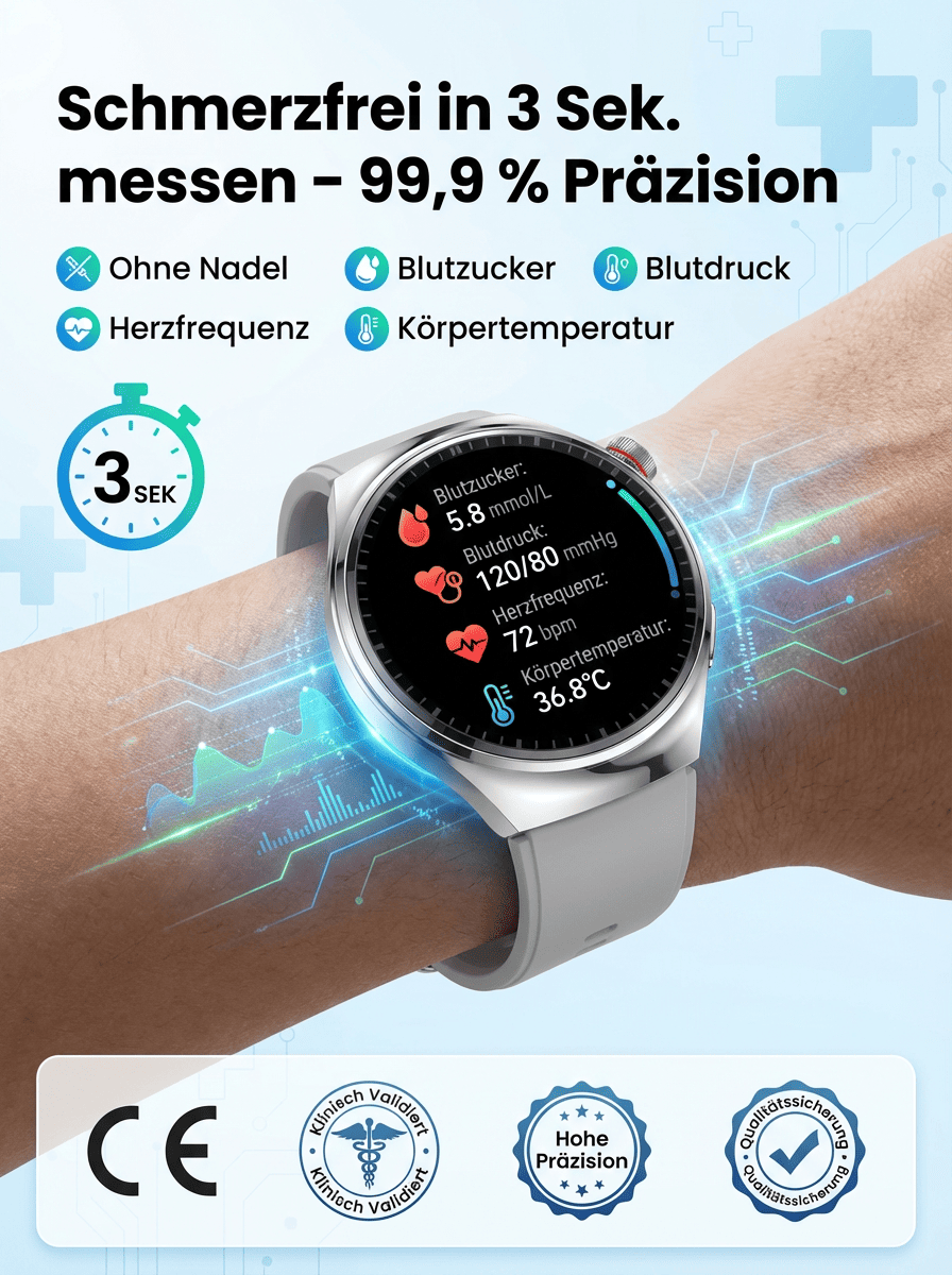 ⌚✅【Nur 90% Rabatt】Gesundheits Smartwatch mit Stahlband