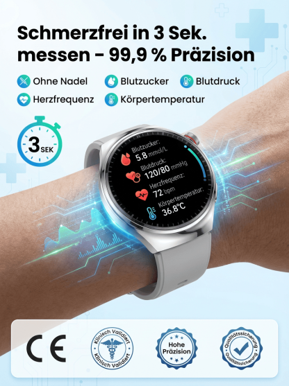 ⌚✅【Nur 90% Rabatt】Gesundheits Smartwatch mit Stahlband