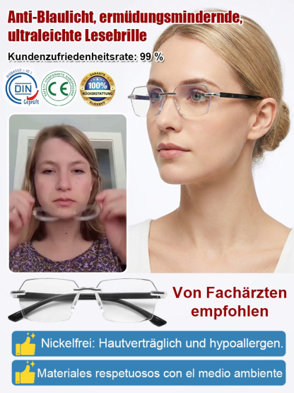 Blaulichtfilter Anti-Ermüdung ultraleichte Großrahmen-Zoom-Lesebrille