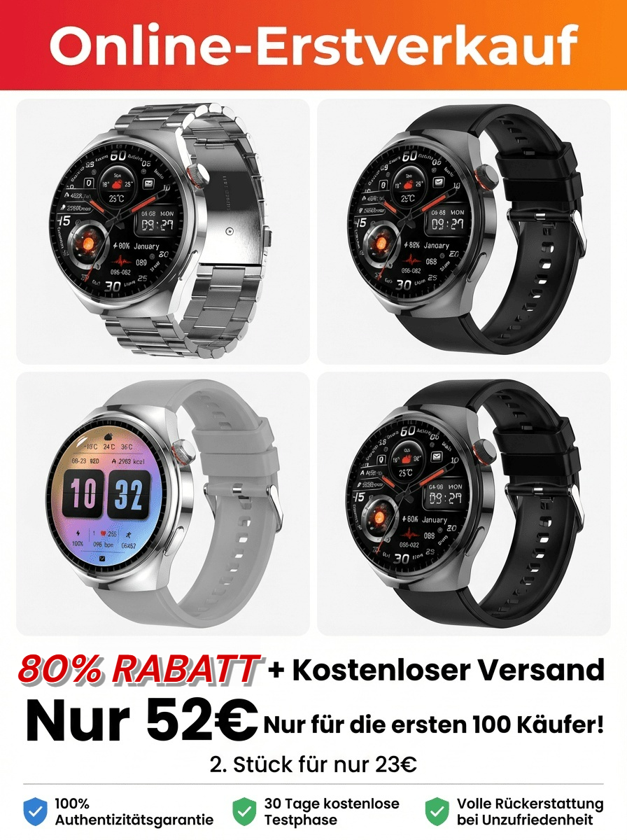 ⌚✅【Nur 80% Rabatt】Gesundheits Smartwatch mit Stahlband