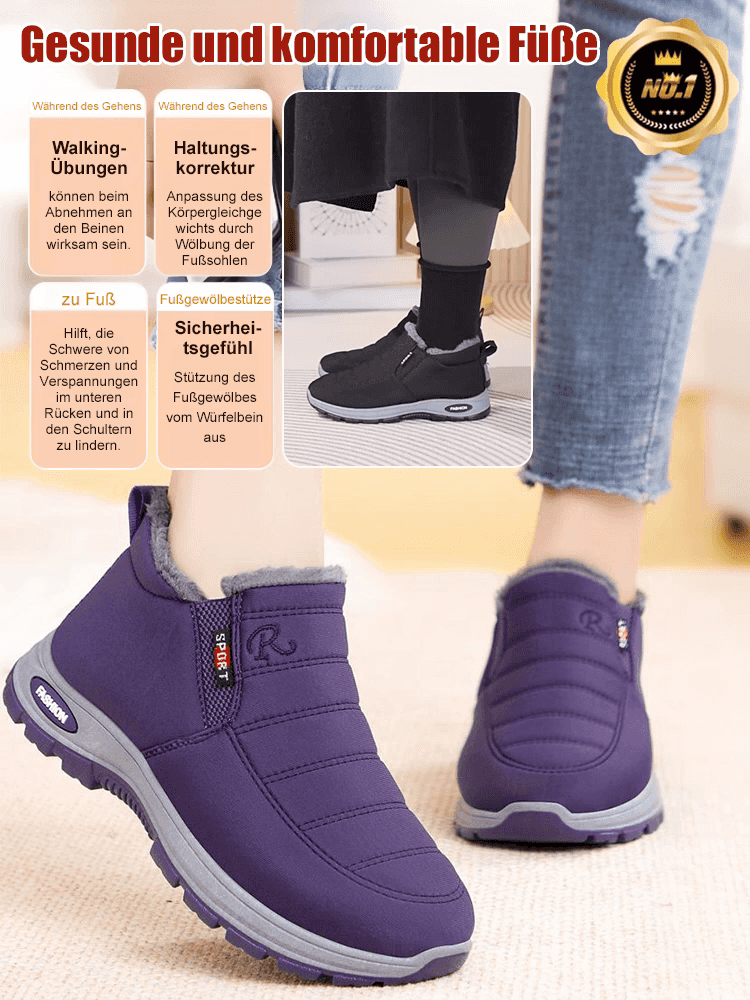 Gefütterte Schuhe für Männer und Frauen, die warm halten.