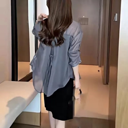 디자이너 여름 자외선 차단 심풀 블라우스