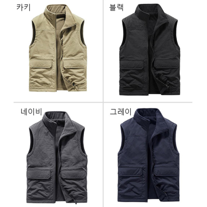【양면 착용 가능】남성 다중 포켓 조끼