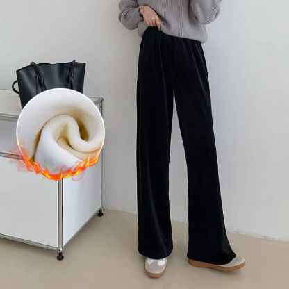 가을 겨울 여성용 셰니어 와이드 팬츠