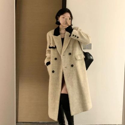 럭셔리 여성용 미디롱 코트 