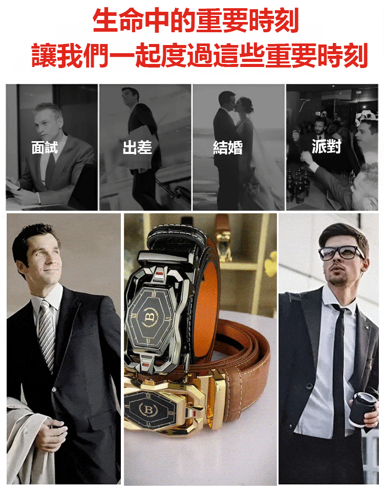 新款男士鱷魚紋皮帶