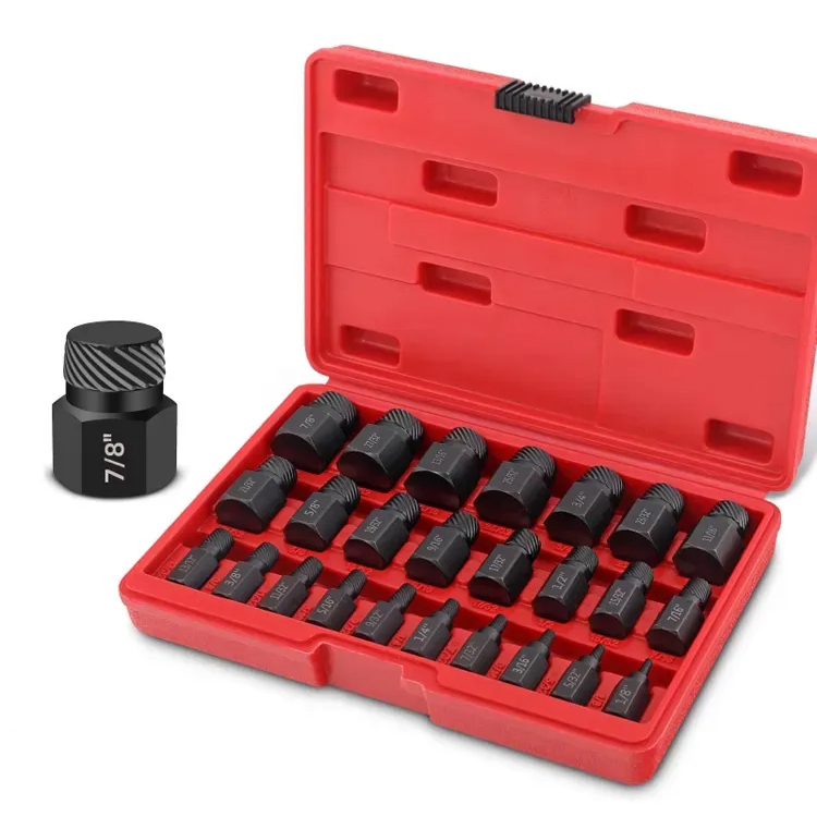 25pc英制斷頭螺絲取出器多花鍵滑牙滑絲斷絲破損螺絲拆除工具組套