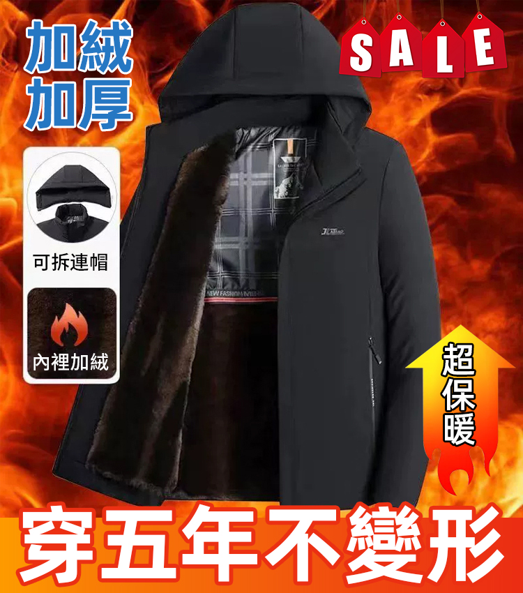 加絨加厚休閒棉服男