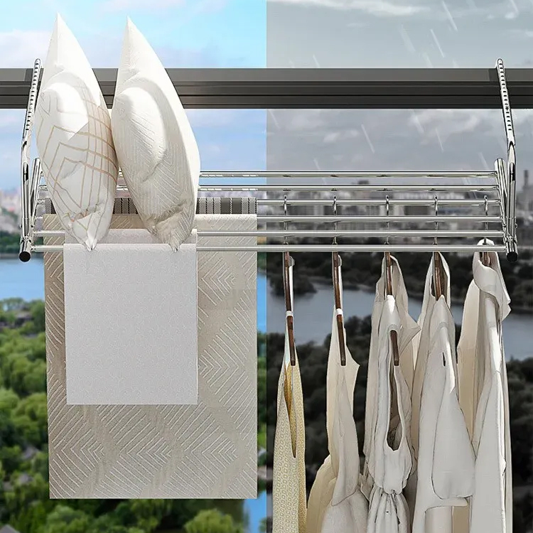 陽台窗戶加厚伸縮護欄組窗戶衣服晾衣架鞋架