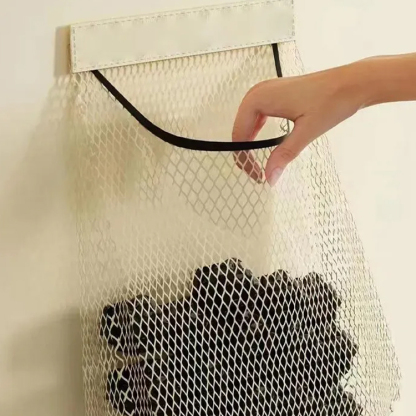 廚餘袋大容量收納袋子裝塑膠袋收納壁掛式魔鬼氈網兜收納神器