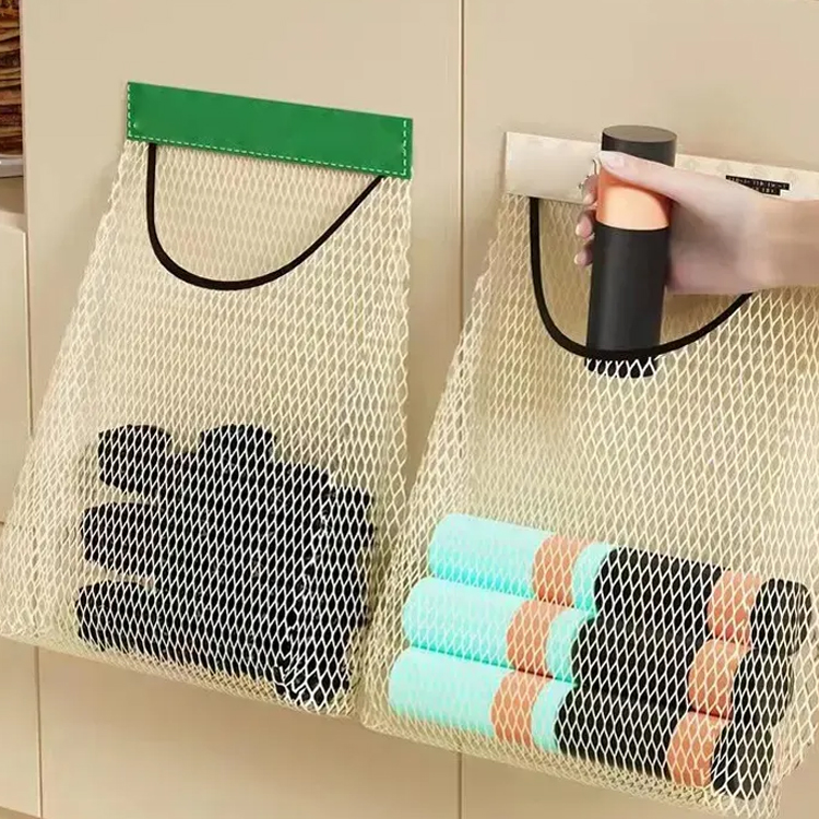 廚餘袋大容量收納袋子裝塑膠袋收納壁掛式魔鬼氈網兜收納神器