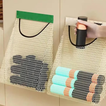 廚餘袋大容量收納袋子裝塑膠袋收納壁掛式魔鬼氈網兜收納神器