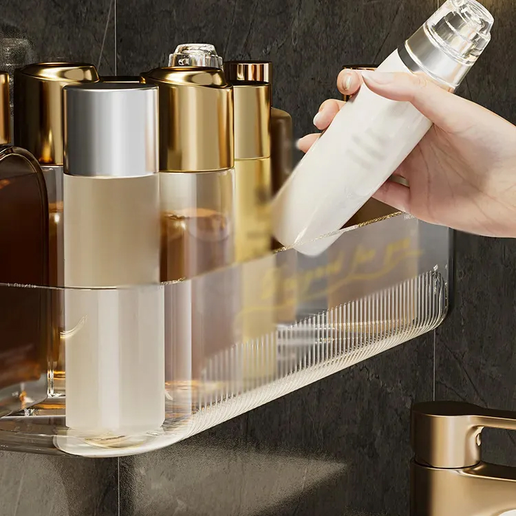 家用衛浴防潮壁掛置物架 加高免打孔盥洗用品收納架 瀝水架