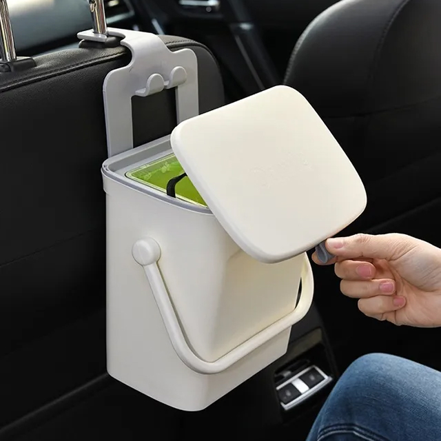 車用垃圾桶汽車內用帶蓋後排收納置物桶私家車清潔桶後座手機支架