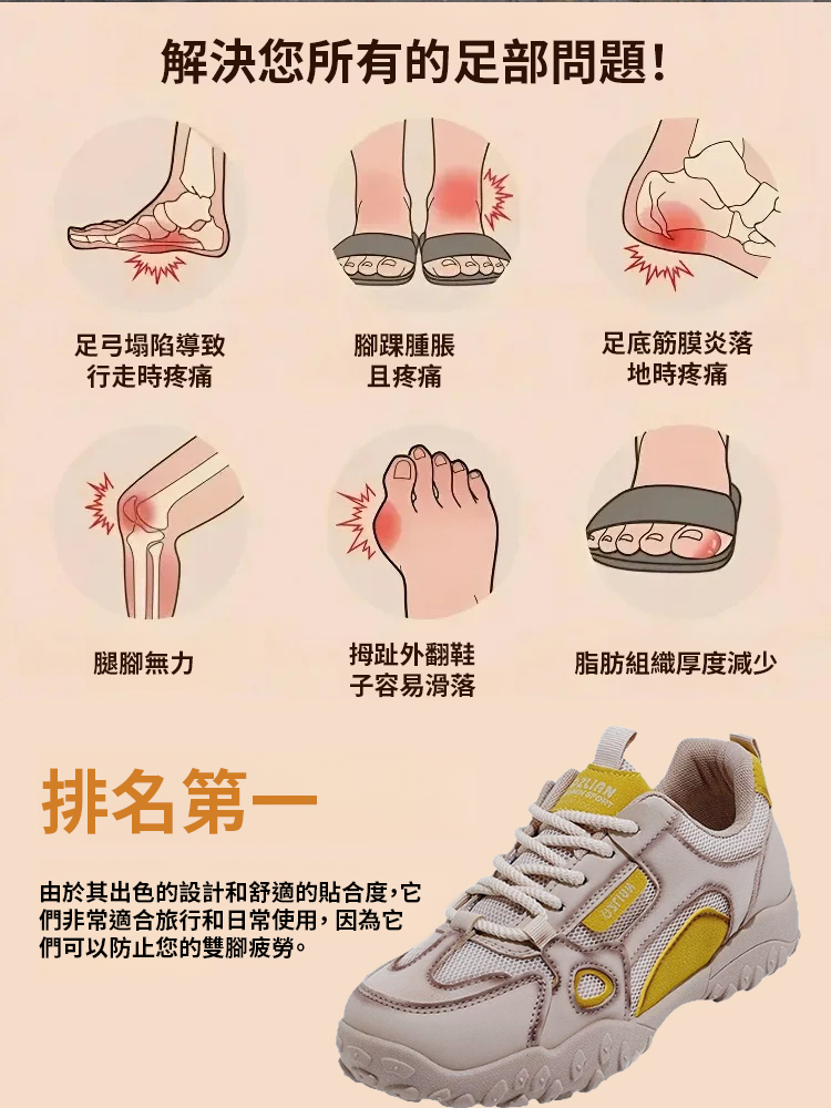 【足弓支撐】爆款健行休閒鞋