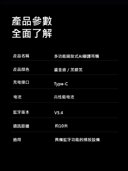 多功能開放式AI翻譯耳機【行動電源+手電筒】