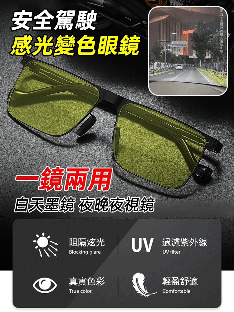 不銹鋼尼龍方形變色眼鏡