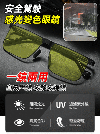 不銹鋼尼龍方形變色眼鏡