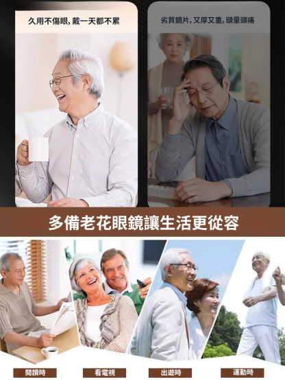 超輕量復古防藍光老花眼鏡