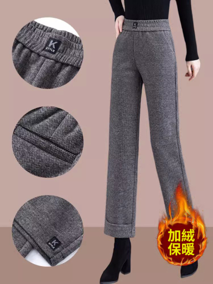 秋冬毛呢闊腿褲女