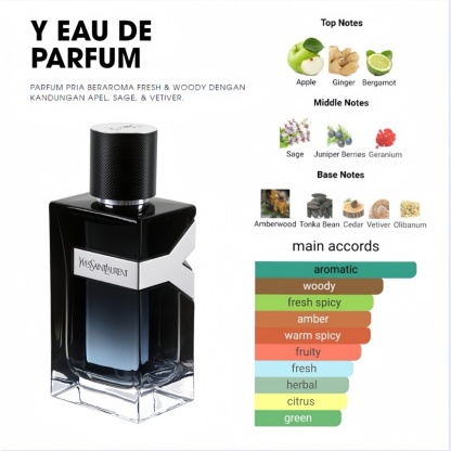 【Diimpor dari Prancis 100% Original】 YSL Yves Saint Laurent Y EAU DE PARFUM/Y LE PARFUM 100ML