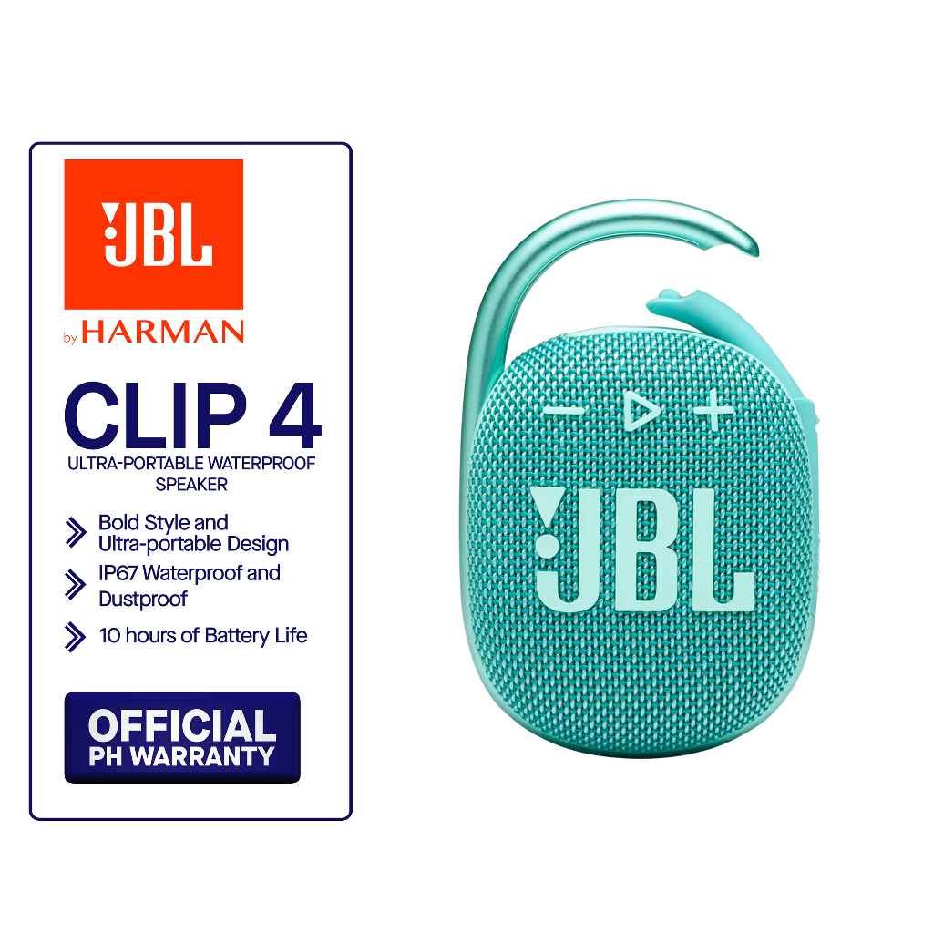 【Impor dari Amerika 100% Ori】JBL Clip 4 Speaker Portabel dengan Bluetooth, Baterai Terintegrasi.