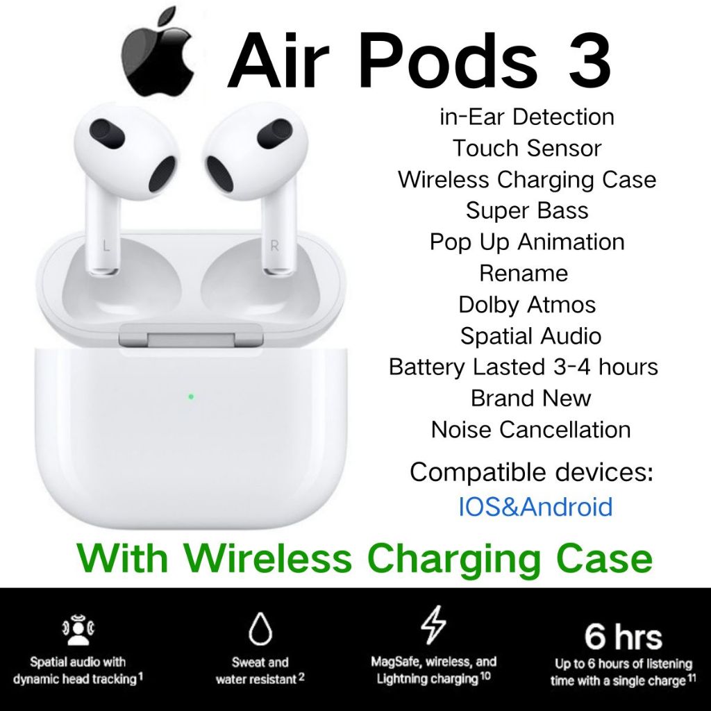 Airpods (Gen 3, Pro 2nd Gen) MagSafe charging case with speaker & lanyard hole Garansi Resmi