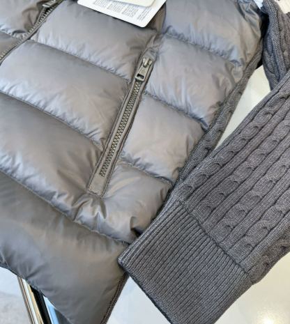 MONCLER    2024年最新作 スタンドカラーニットパッチワークダウンジャケット