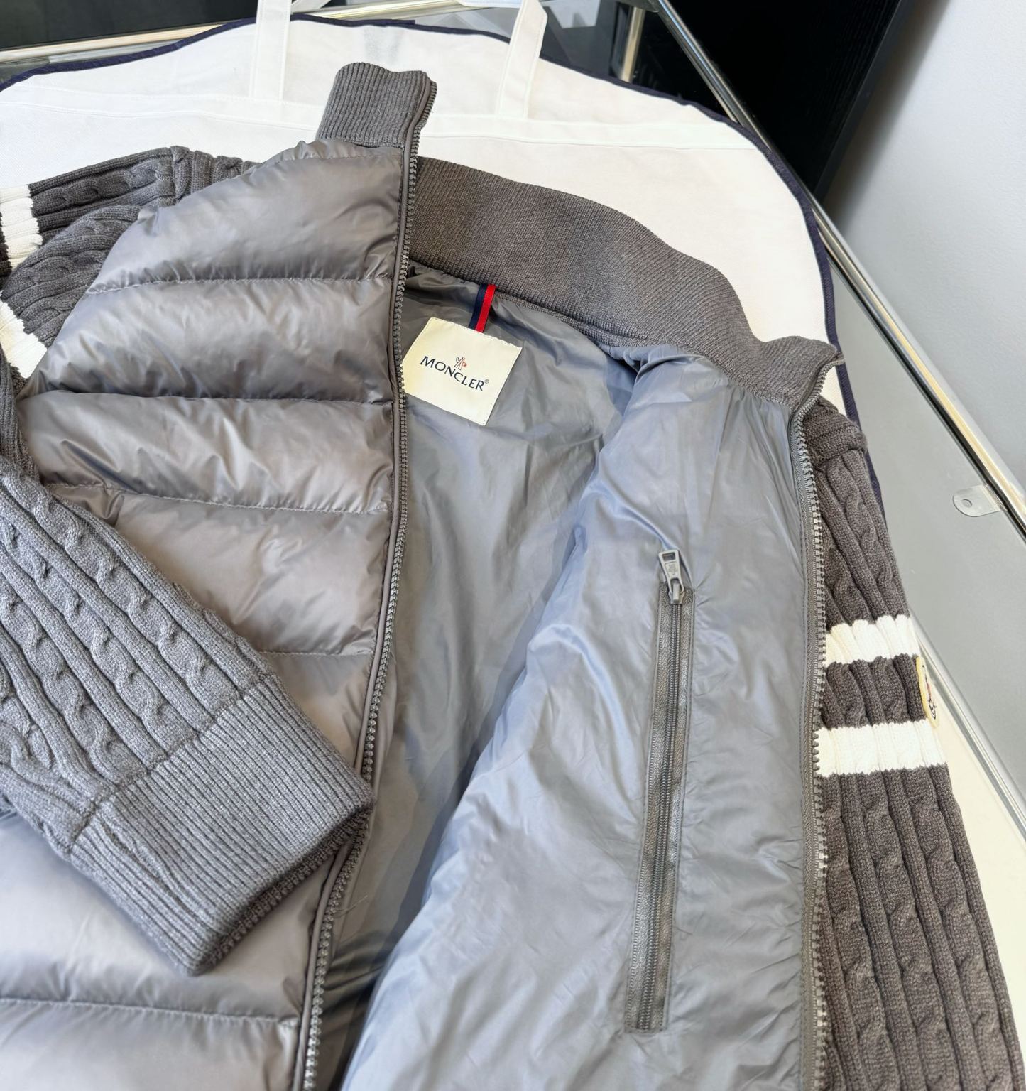 MONCLER    2024年最新作 スタンドカラーニットパッチワークダウンジャケット