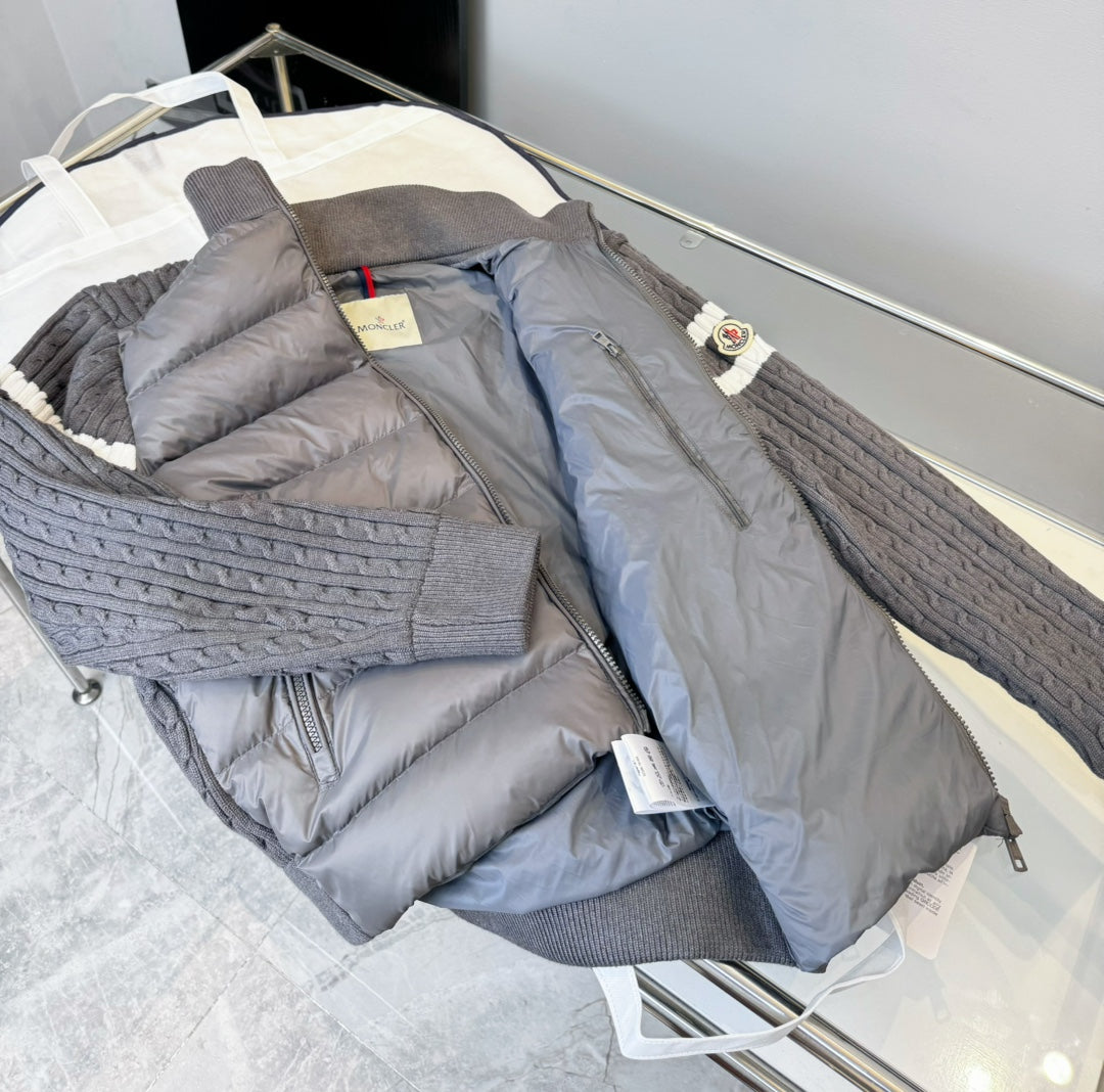 MONCLER    2024年最新作 スタンドカラーニットパッチワークダウンジャケット